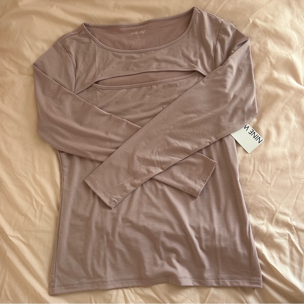 Nine West Purple Cutout Tee NWT Size Large